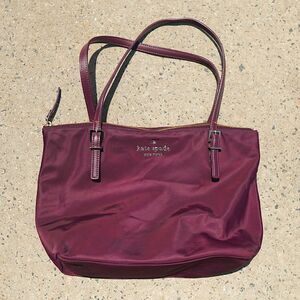 Kate Spade Watson Lane Maya Tote Burgundy Nylon Bag Gold Hardware